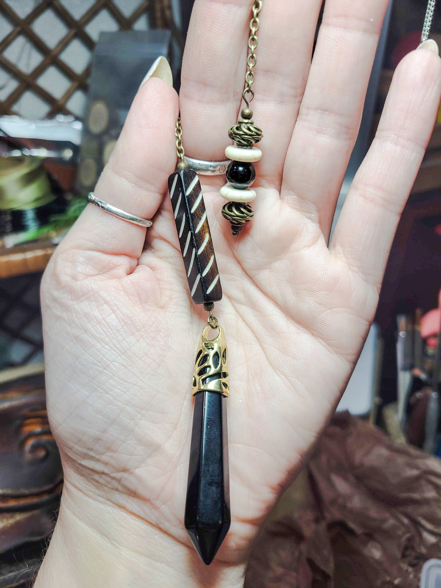 Onyx and Bone Pendulum