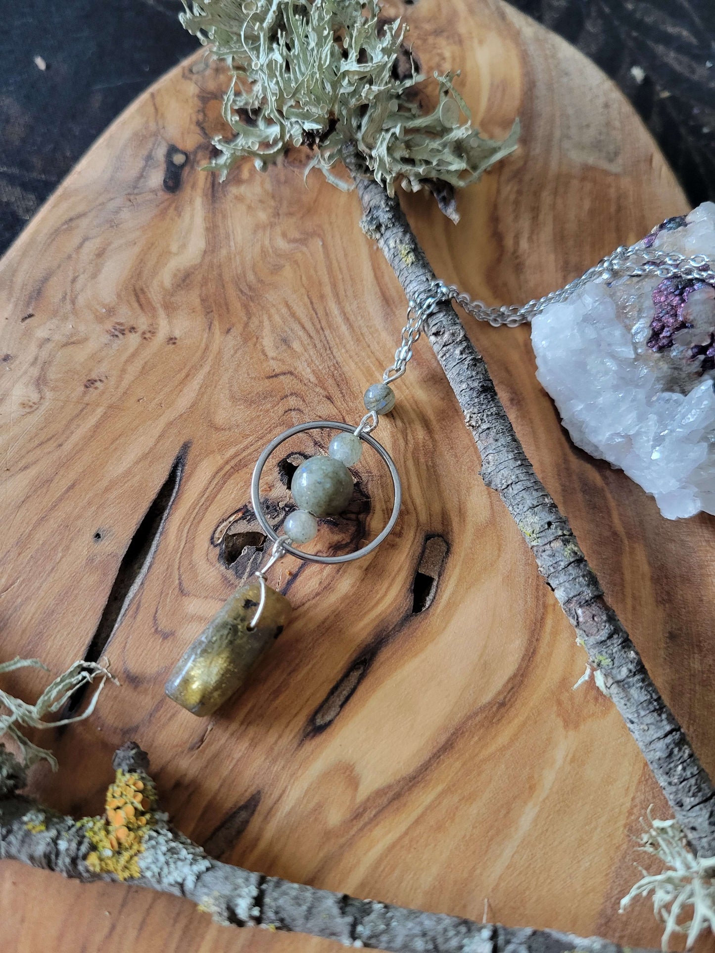 Silver Tone Labradorite Necklace