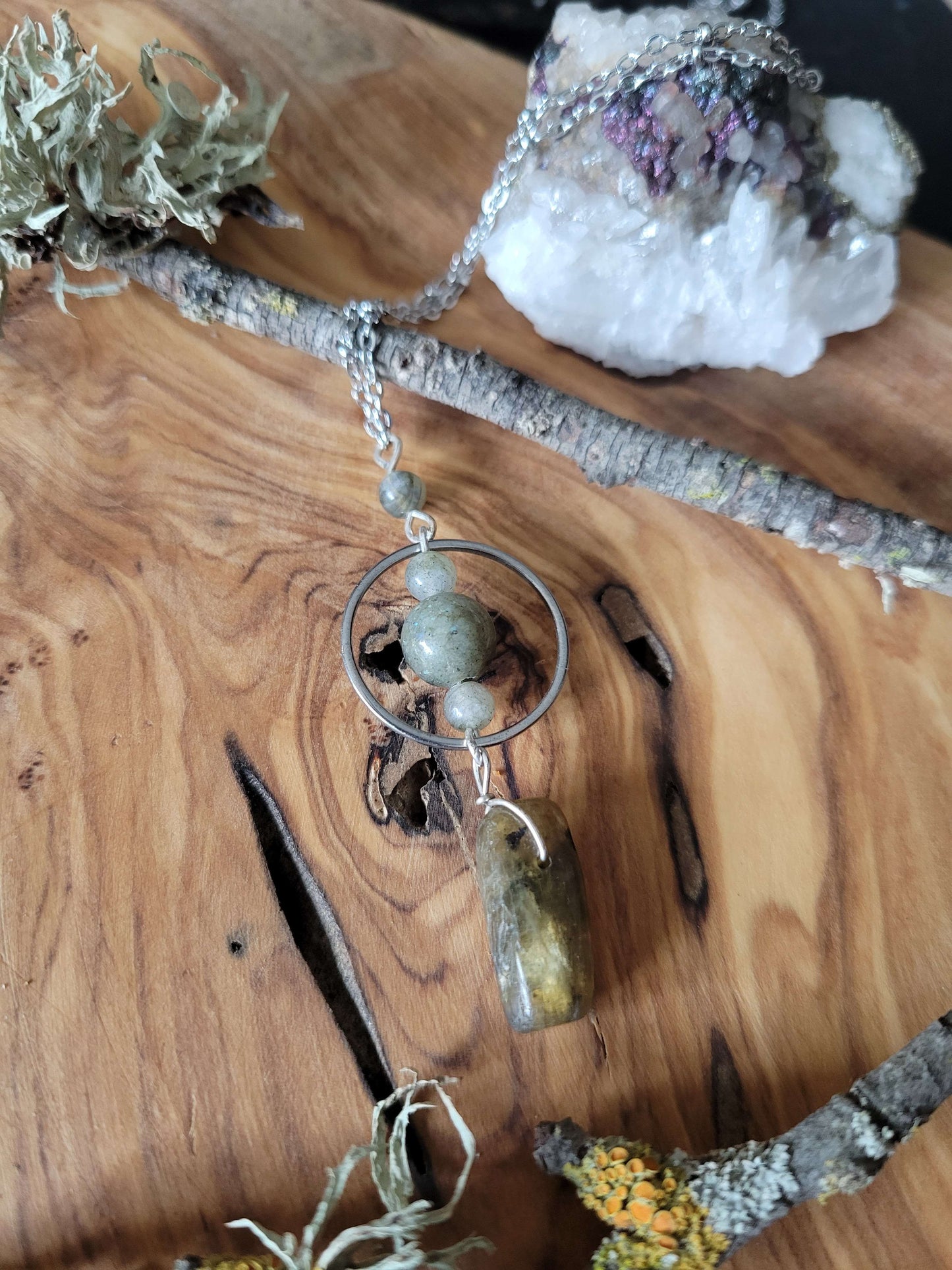 Silver Tone Labradorite Necklace