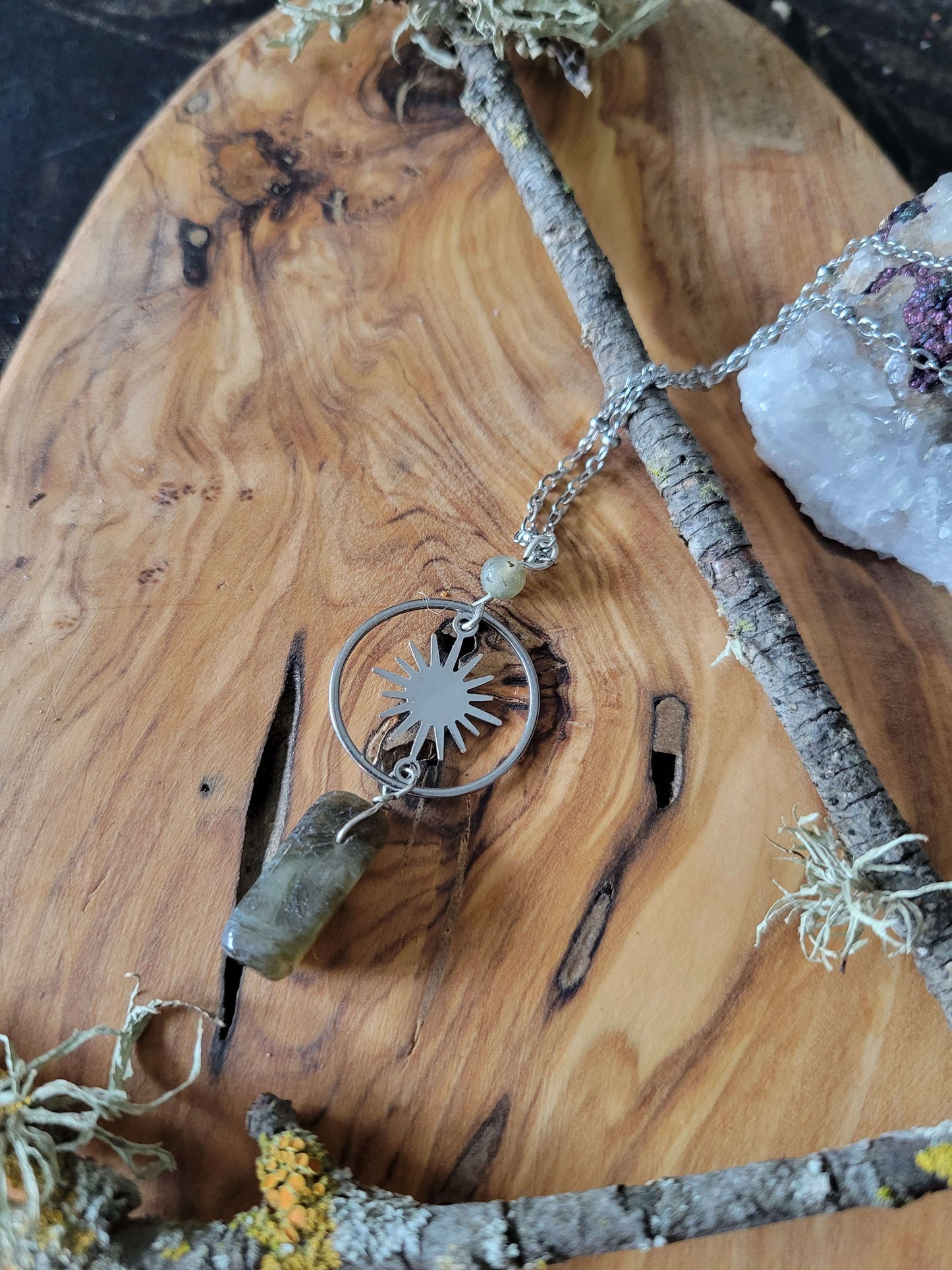 Silver Tone Labradorite Necklace